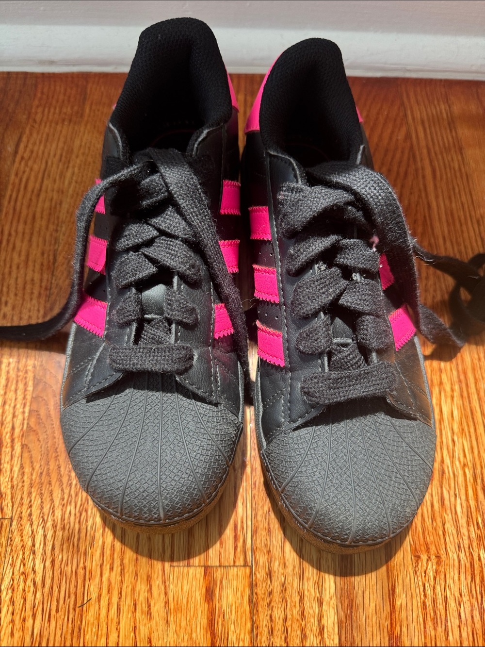 Pink and black adidas 2.5Y